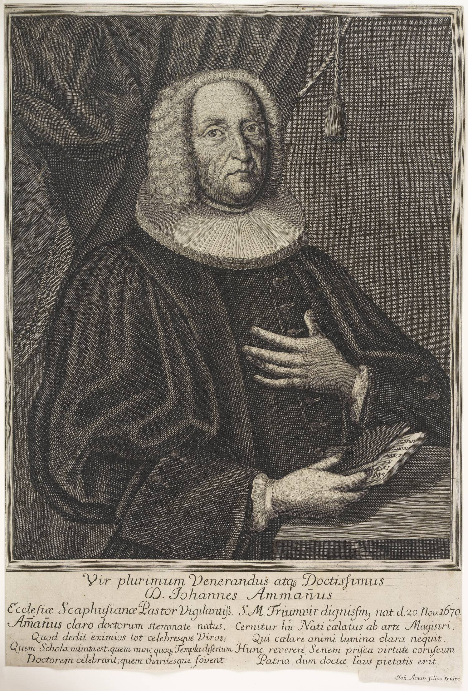 D. Johannes Ammannus (Vater des Künstlers) "Ecclesiae Scaphusience Pastor Vigilantis"